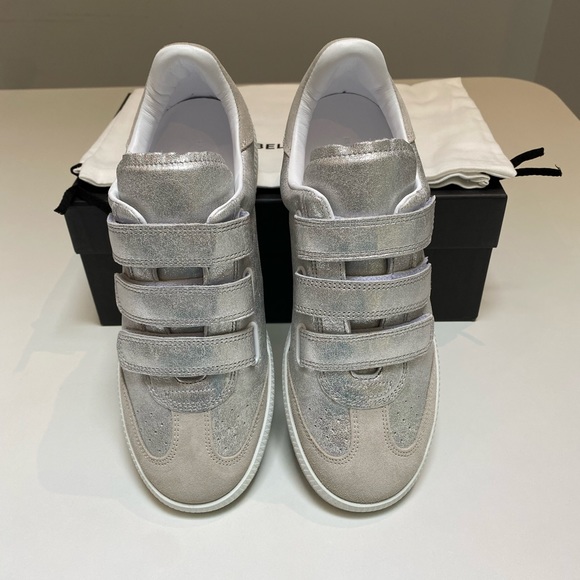 Isabel Marant Beth Sneaker in Metallic Silver Leather sz 38 New in Box - Picture 5 of 7